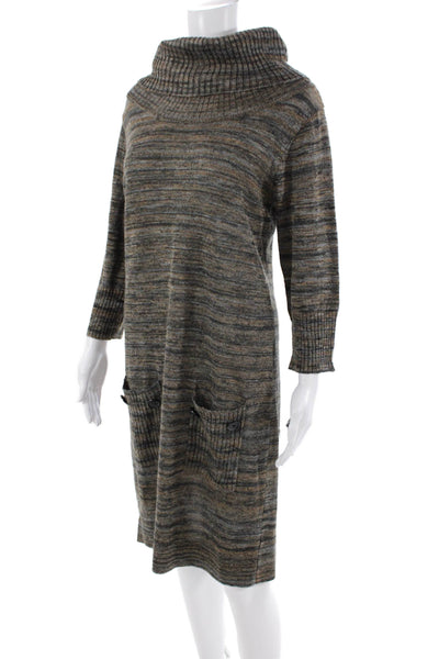 Alyx Womens Striped Print Turtleneck Long Sleeve Sweater Dress Multicolor Size M