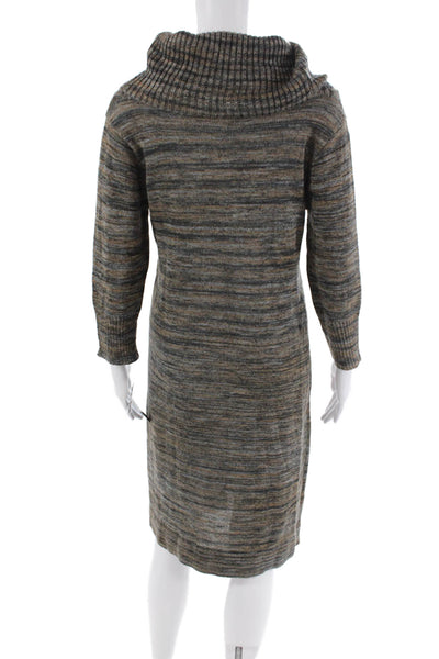 Alyx Womens Striped Print Turtleneck Long Sleeve Sweater Dress Multicolor Size M
