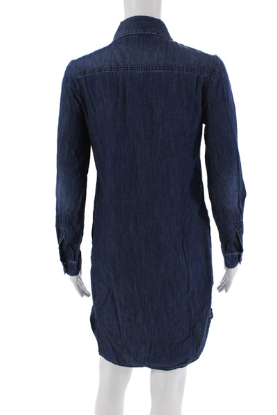 White House Black Market Womens Cotton Collared Denim Mini Dress Blue Size 00