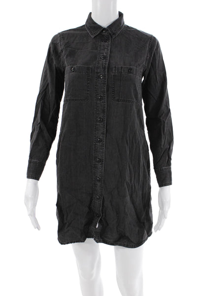 Madewell Womens Cotton Collared Button Down Denim Dress Black Size 2XS