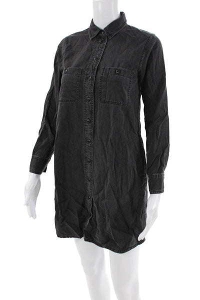 Madewell Womens Cotton Collared Button Down Denim Dress Black Size 2XS