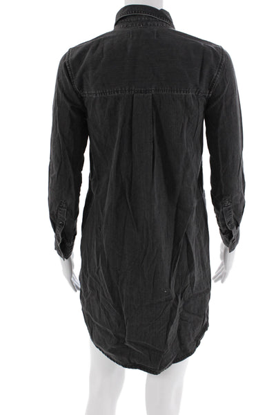 Madewell Womens Cotton Collared Button Down Denim Dress Black Size 2XS