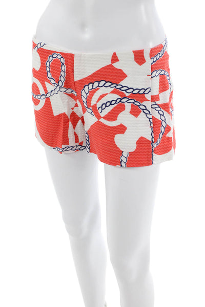 Lily Pulitzer Womens Cotton Graphic Print Mini Casual Shorts Orange Size 2