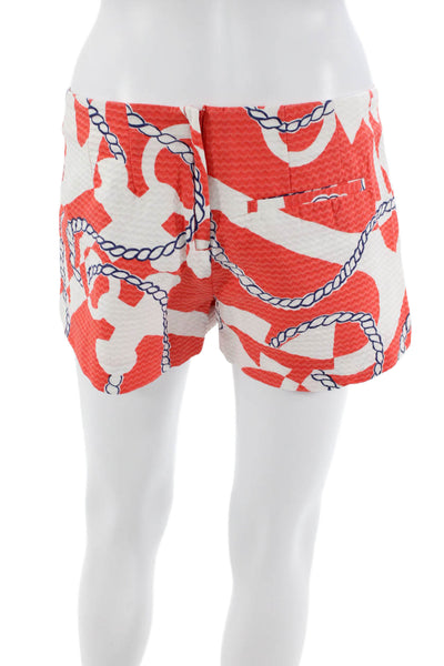 Lily Pulitzer Womens Cotton Graphic Print Mini Casual Shorts Orange Size 2