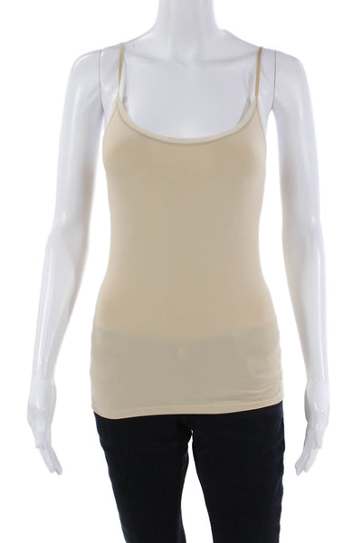 Ann Taylor Womens Spaghetti Strap Round Neck Fitted Tank Top Beige Size XS