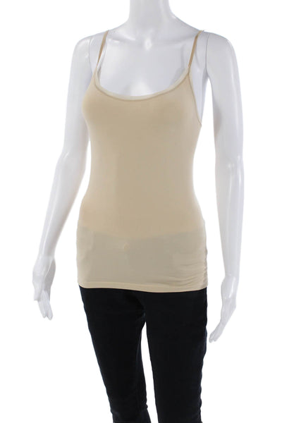 Ann Taylor Womens Spaghetti Strap Round Neck Fitted Tank Top Beige Size XS