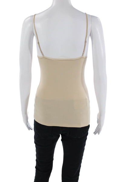 Ann Taylor Womens Spaghetti Strap Round Neck Fitted Tank Top Beige Size XS