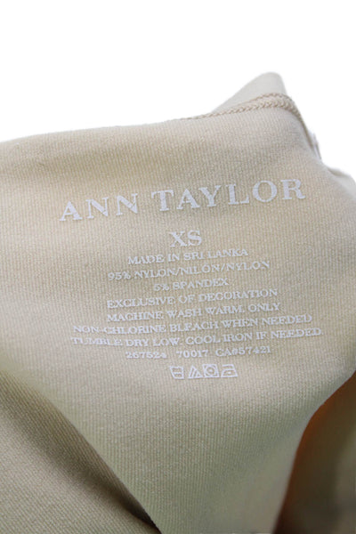 Ann Taylor Womens Spaghetti Strap Round Neck Fitted Tank Top Beige Size XS