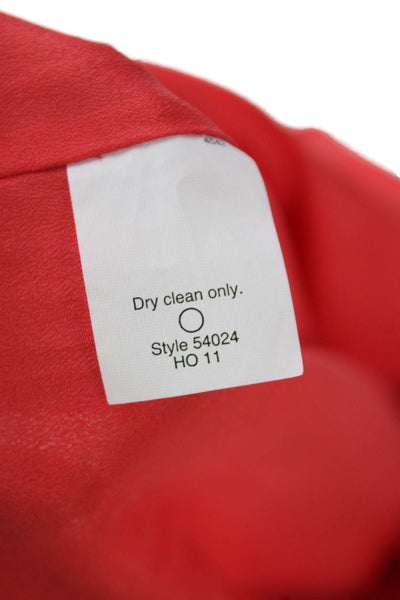 J Crew Womens Silk Ruffled Sleeveless Quarter Button V-Neck Blouse Red Size 2