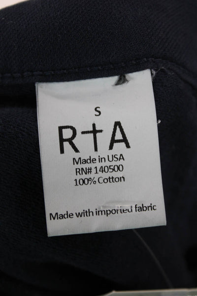 R+A Womens High Rise Belted Zip Up Shorts Navy Blue Cotton Size Small