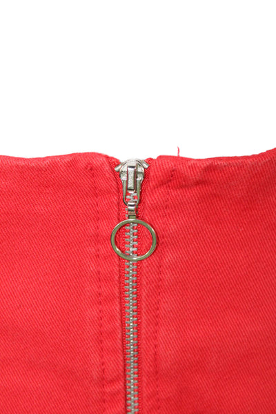 Intermix Womens Denim Belted A Line Mini Skirt Red Cotton Size 6