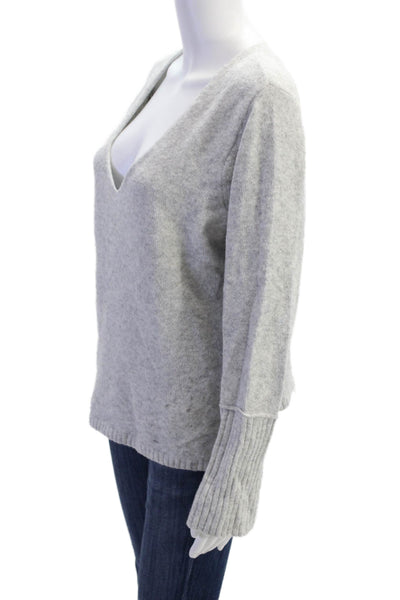 Something Navy Womens Cotton V-Neck Long Sleeve Pullover Sweater Top Gray Sz XS