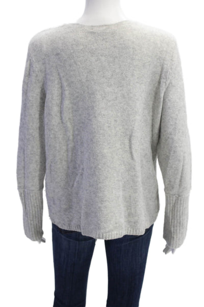 Something Navy Womens Cotton V-Neck Long Sleeve Pullover Sweater Top Gray Sz XS