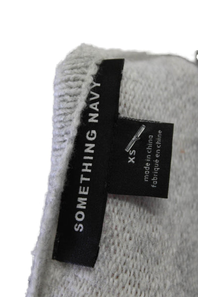 Something Navy Womens Cotton V-Neck Long Sleeve Pullover Sweater Top Gray Sz XS
