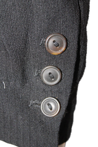 Designer Womens Single Button Notched Lapel Vintage Blazer Jacket Black Size 4