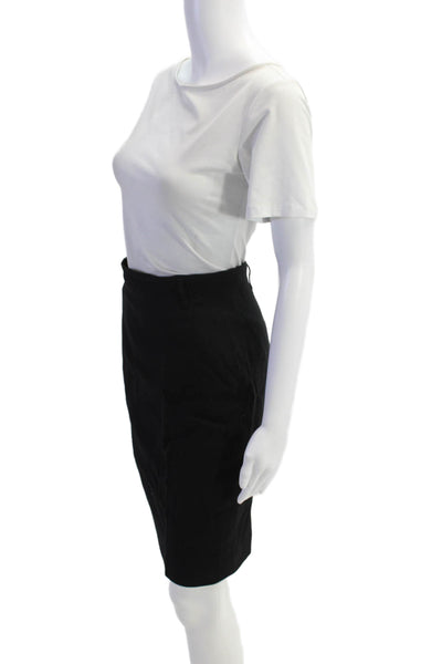 Jean Paul Gaultier Womens Knee Length Pinstriped Pencil Skirt Black Wool IT 42