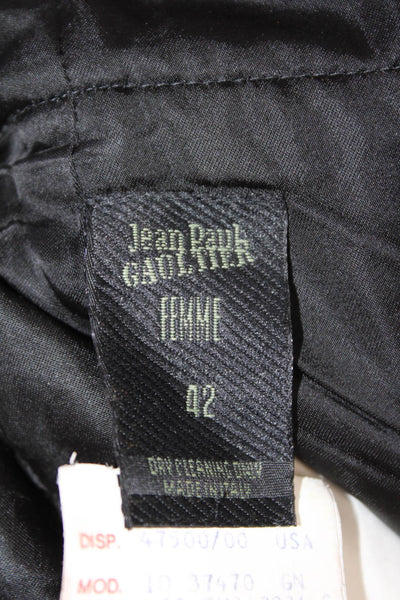 Jean Paul Gaultier Womens Knee Length Pinstriped Pencil Skirt Black Wool IT 42