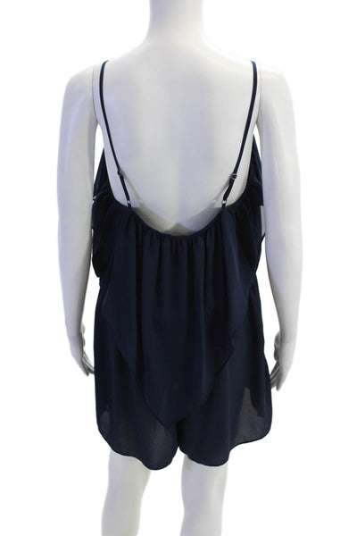 BCBGeneration Womens Layered Detail Spaghetti Strap Romper Dark Blue Size L