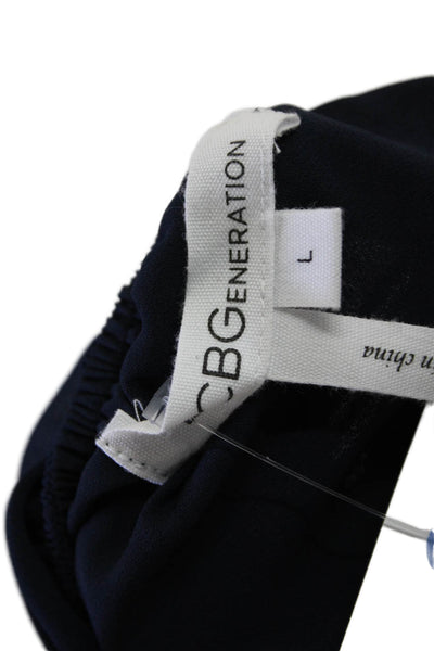 BCBGeneration Womens Layered Detail Spaghetti Strap Romper Dark Blue Size L