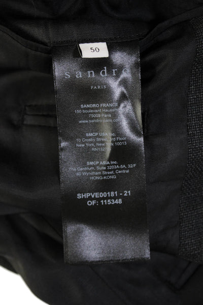 Sandro Mens Two Button Classic Lapel Suit Grey Wool Size EUR 50/46