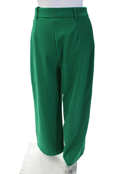 Princess Polly Womens Pleated Front High Rise Wide Leg Pants Green Size 6