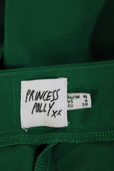Princess Polly Womens Pleated Front High Rise Wide Leg Pants Green Size 6