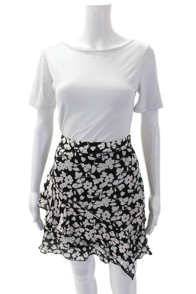 10 Crosby Derek Lam Womens Textured Zip Tier Floral Skirt Black Size 04
