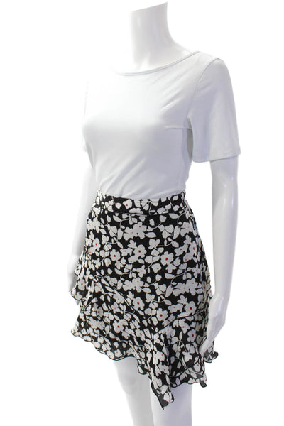 10 Crosby Derek Lam Womens Textured Zip Tier Floral Skirt Black Size 04