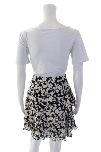 10 Crosby Derek Lam Womens Textured Zip Tier Floral Skirt Black Size 04