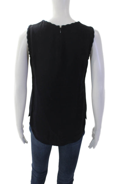 Reiss Womens Textured Sleeveless Round Neck Tank Top Navy Size 0