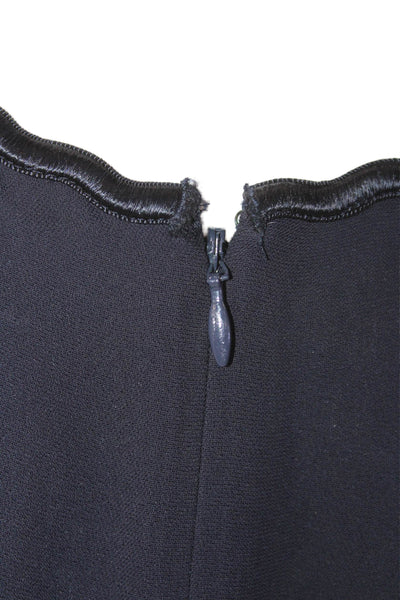 Reiss Womens Textured Sleeveless Round Neck Tank Top Navy Size 0