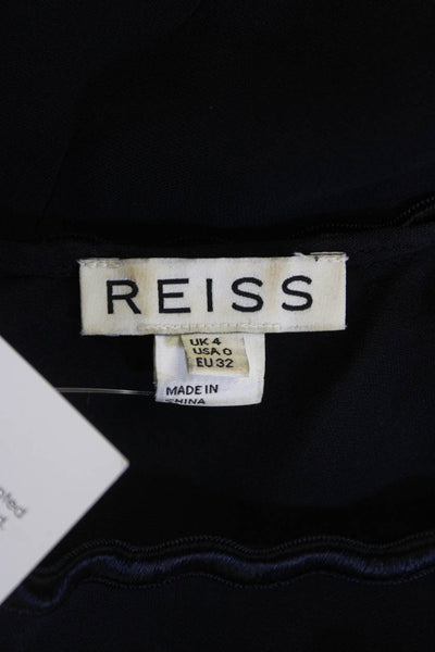 Reiss Womens Textured Sleeveless Round Neck Tank Top Navy Size 0