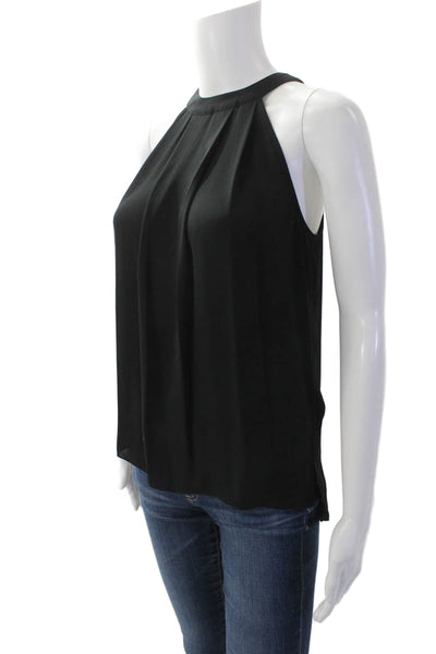 Trouve Womens Textured Round Neck Sleeveless Tank Top Black Size S