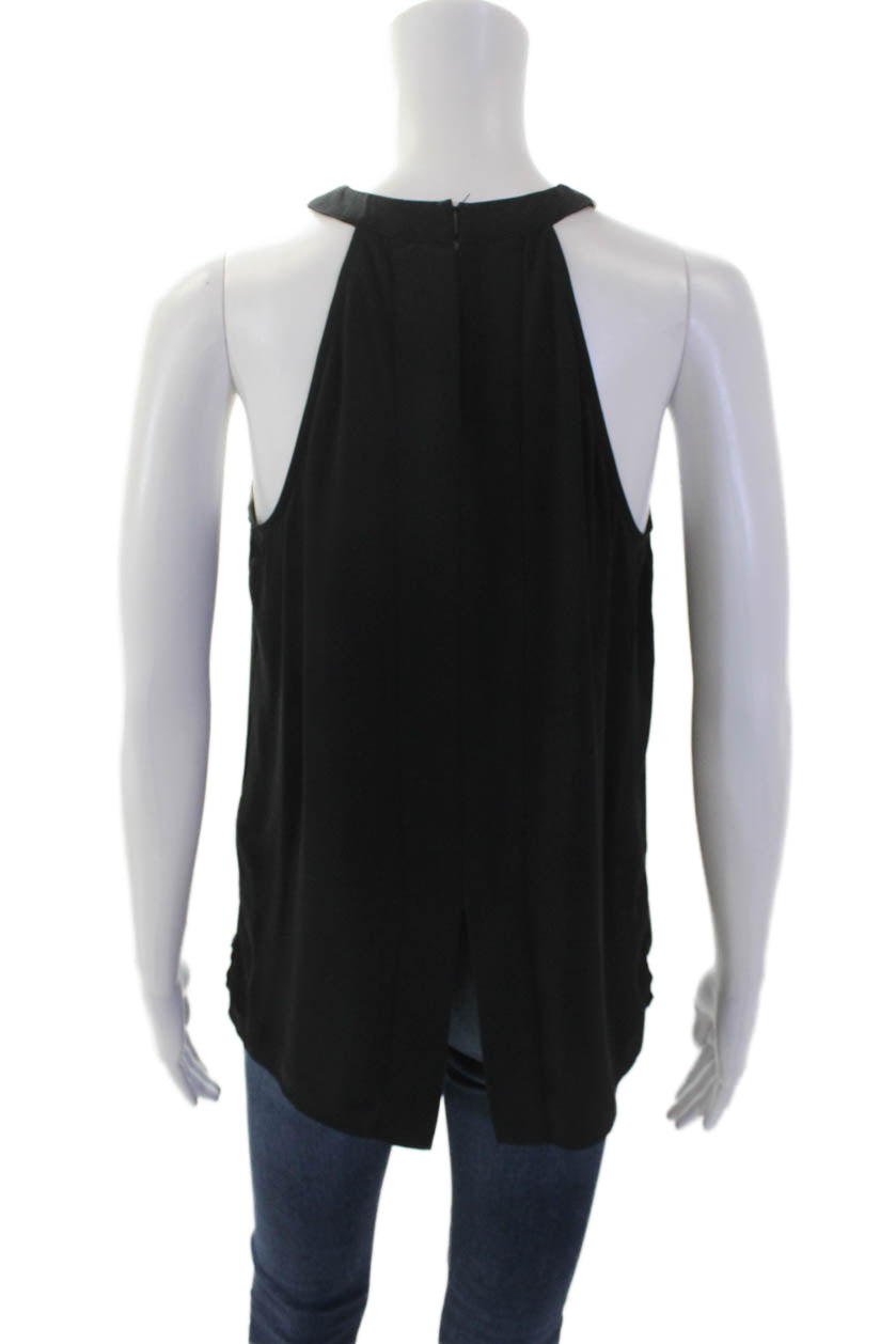 Trouve Womens Textured Round Neck Sleeveless Tank Top Black Size S