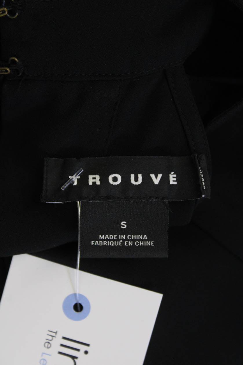 Trouve Womens Textured Round Neck Sleeveless Tank Top Black Size S