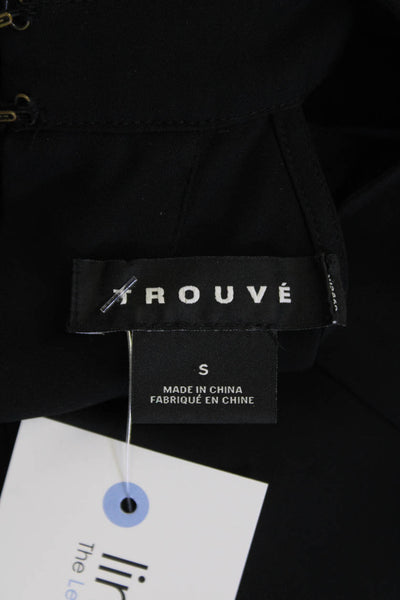 Trouve Womens Textured Round Neck Sleeveless Tank Top Black Size S
