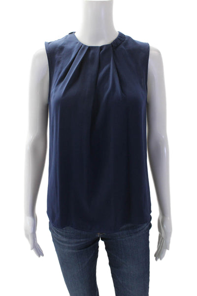 Zara Woman Womens Sleeveless V-neck Button Tank Blouse Navy Size XS
