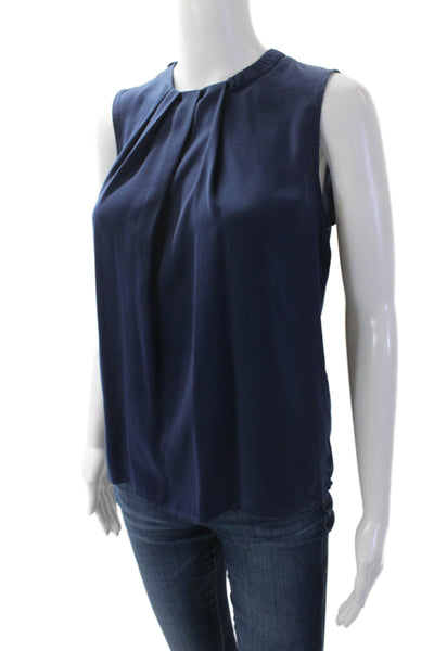 Zara Woman Womens Sleeveless V-neck Button Tank Blouse Navy Size XS