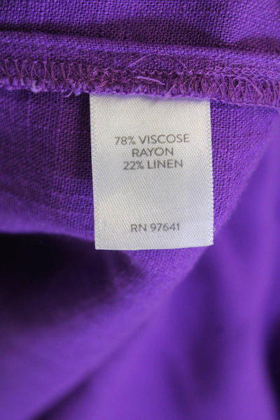 J Jill Womens V-neck Buttoned Puff Sleeve Shift Dress Purple Size Small