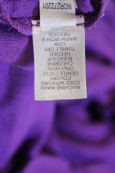 J Jill Womens V-neck Buttoned Puff Sleeve Shift Dress Purple Size Small