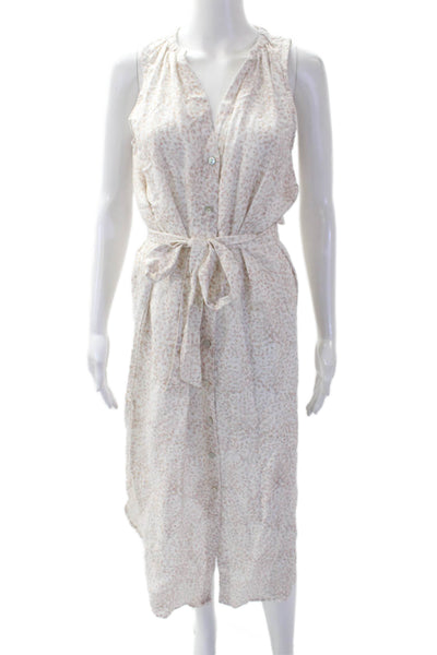 Cloth & Stone Womens Linen Printed Buttoned Sleeveless Dress Brown Size XS