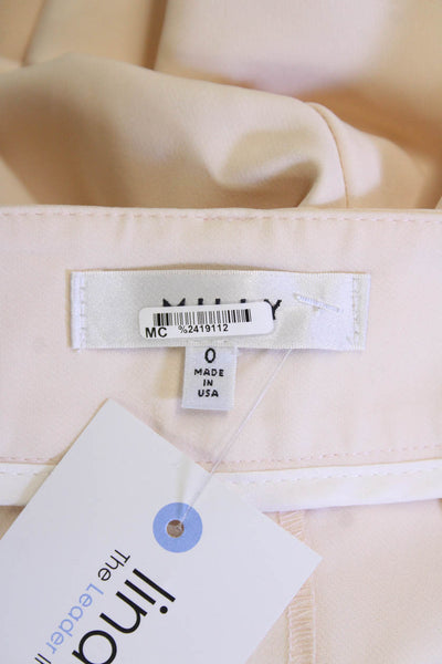 Milly Womens High Rise Pleated Cropped Wide Leg Trouser Pants Cream Size 0