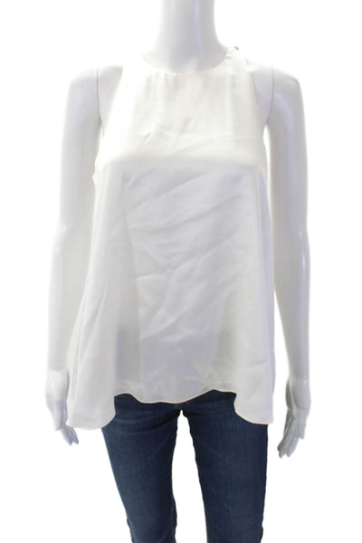 Antonio Melani Womens Silk Crew Neck Snap Strap Layered Blouse Top White Size XS