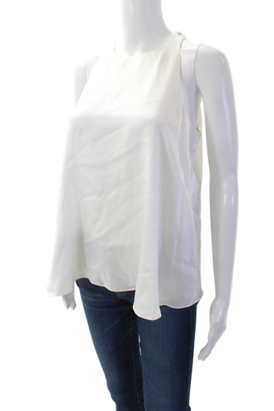 Antonio Melani Womens Silk Crew Neck Snap Strap Layered Blouse Top White Size XS