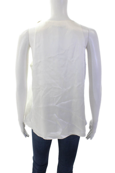 Antonio Melani Womens Silk Crew Neck Snap Strap Layered Blouse Top White Size XS