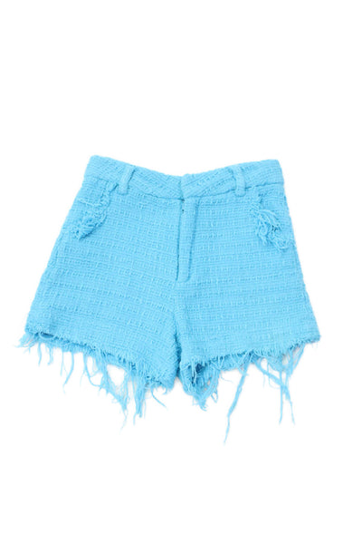 Zara Girls Cotton Woven Distressed Detail Pocketed Casual Shorts Blue Size 9