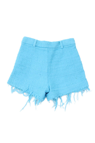 Zara Girls Cotton Woven Distressed Detail Pocketed Casual Shorts Blue Size 9