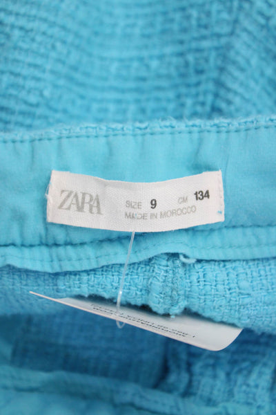 Zara Girls Cotton Woven Distressed Detail Pocketed Casual Shorts Blue Size 9