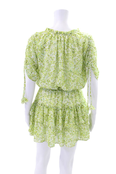 Were All Pretty Girls Womens Short Sleeve Keyhole Floral Dress Green Size Medium