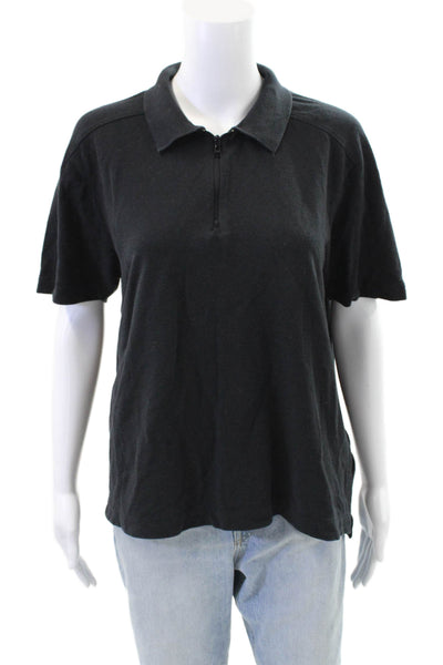 Orlebar Brown Mens Short Sleeve Collared Knit Polo Shirt Black Cotton Size Large